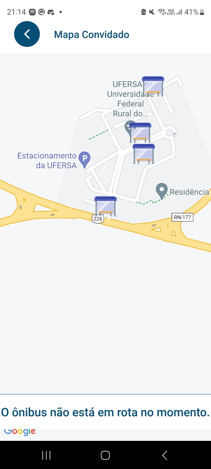 Ônibus sem estar em rota.